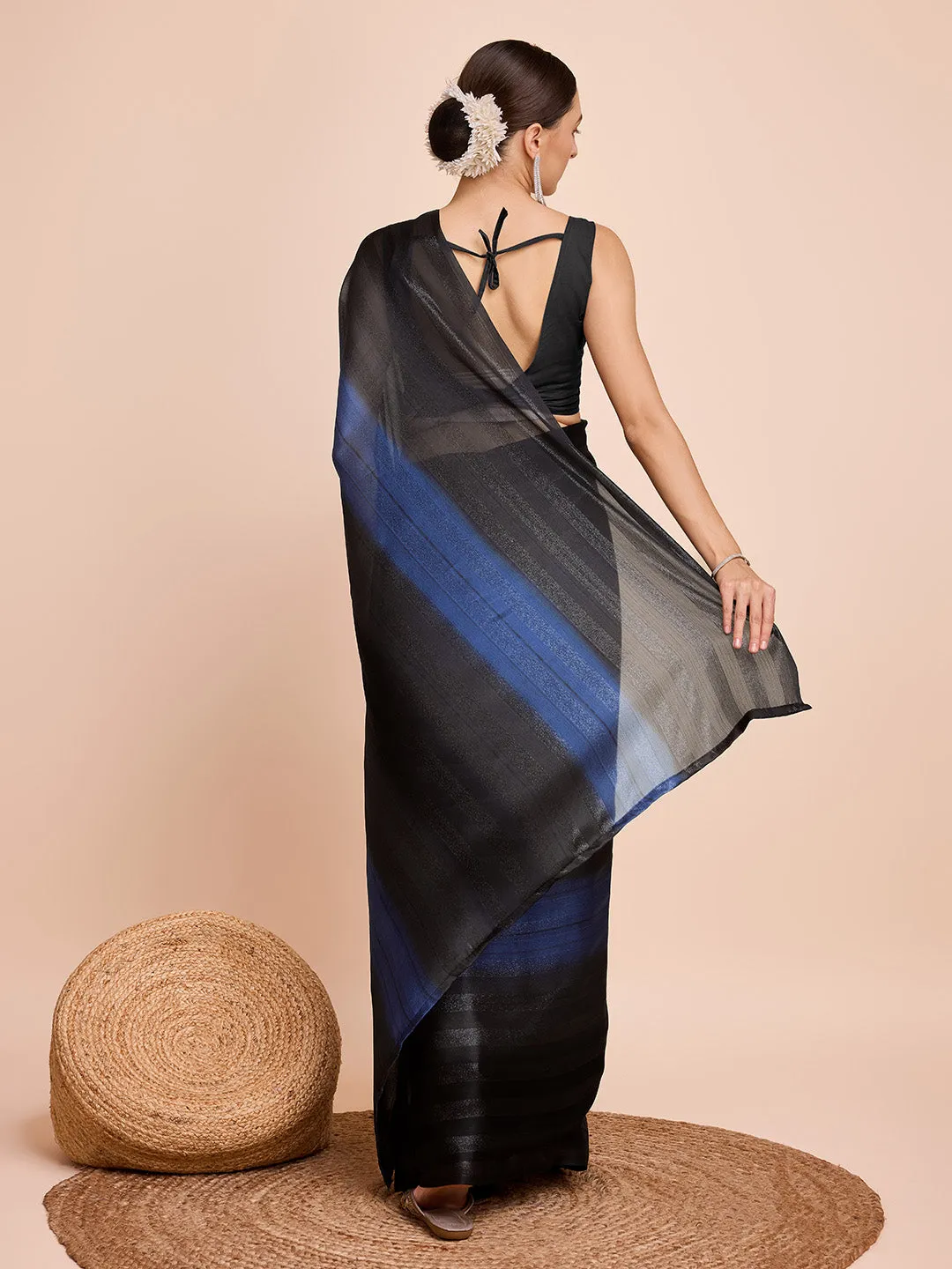 Women Casual Wear Digital Printed Chiffon Silk Saree With Un Stitched Blouse