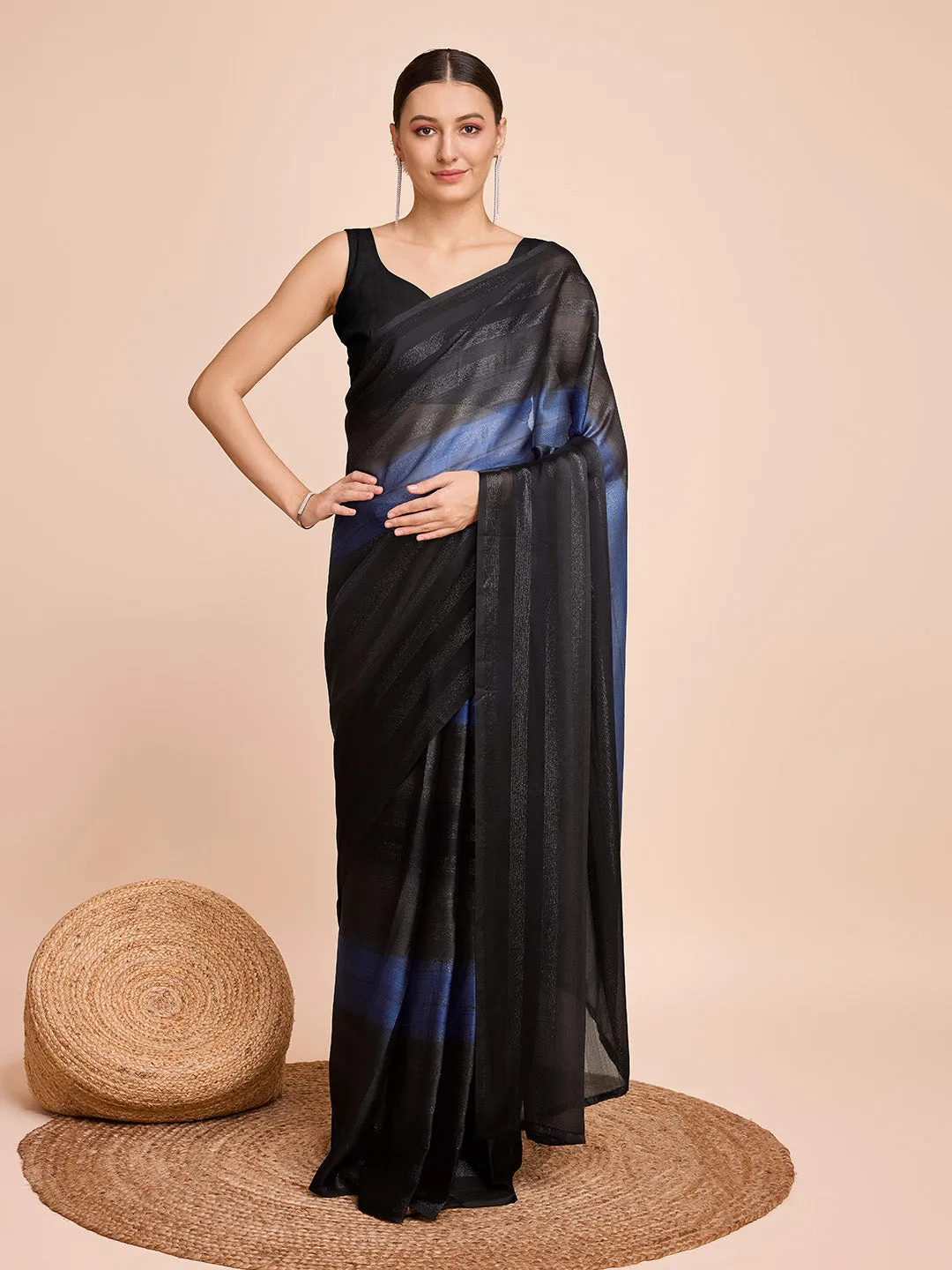 Women Casual Wear Digital Printed Chiffon Silk Saree With Un Stitched Blouse