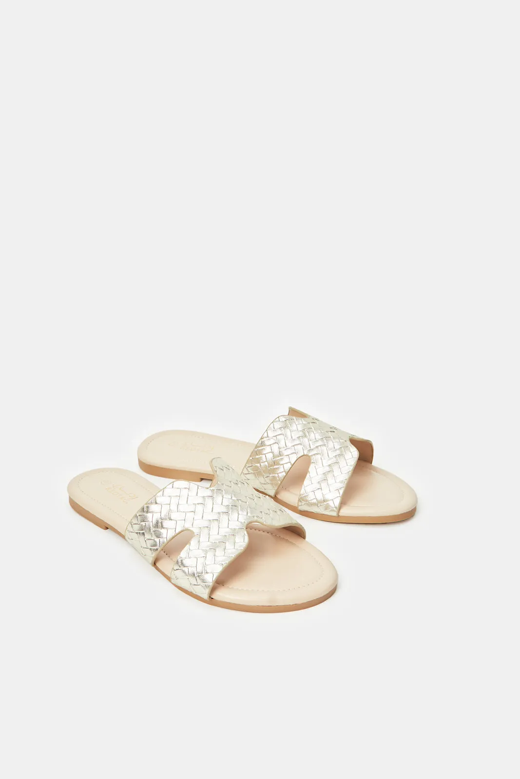 Women Gold Weave Mule