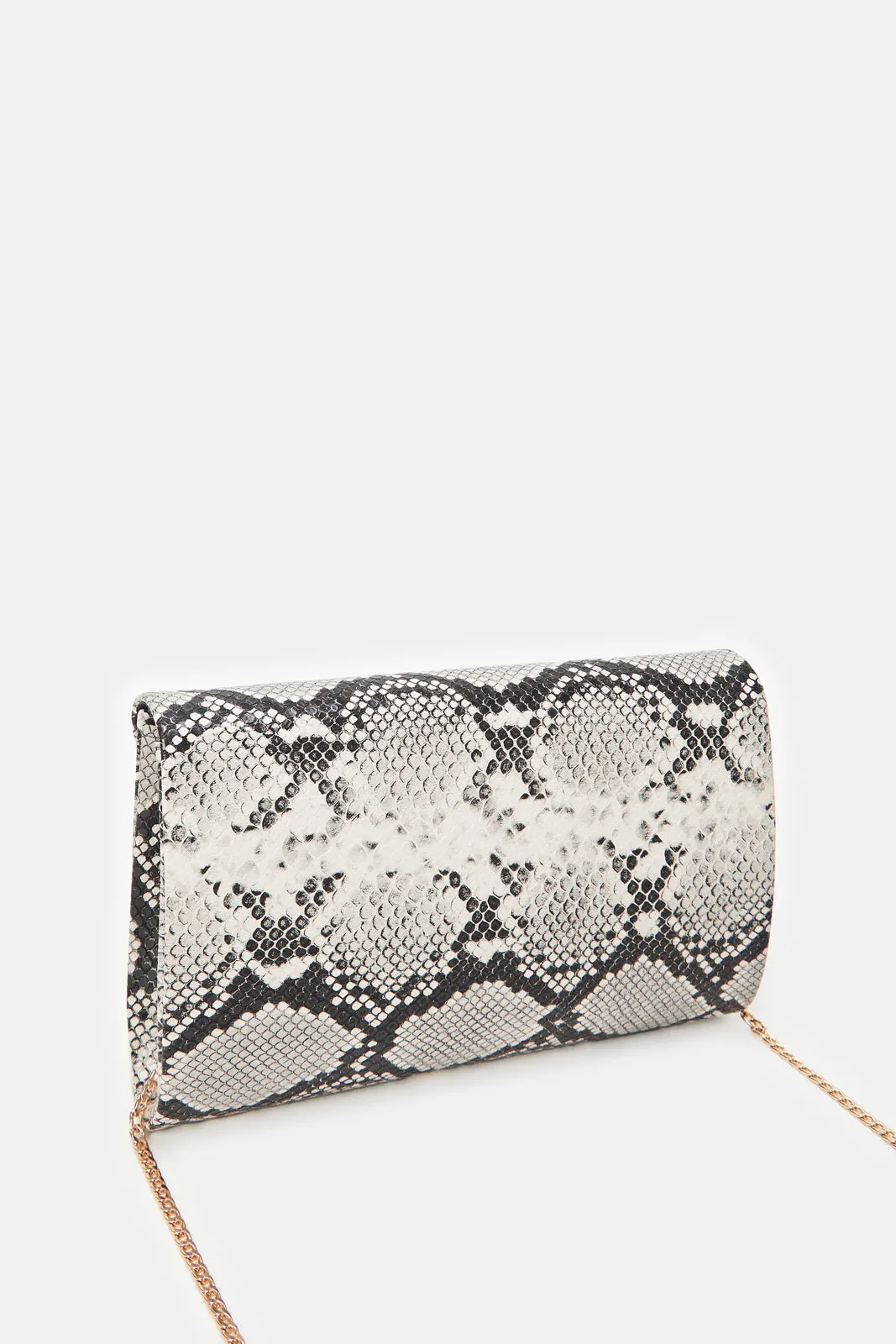 Women Grey Animal Print Envelope Bag