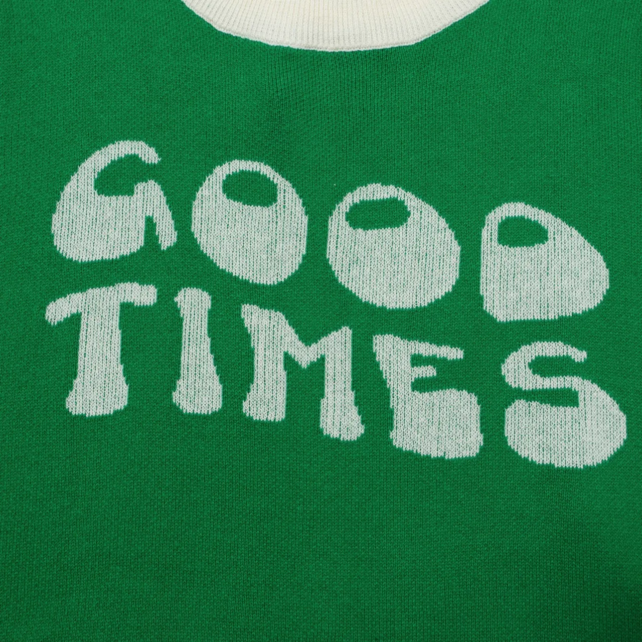 Women Knitted Good Times Short Sleeves Green Knitwear