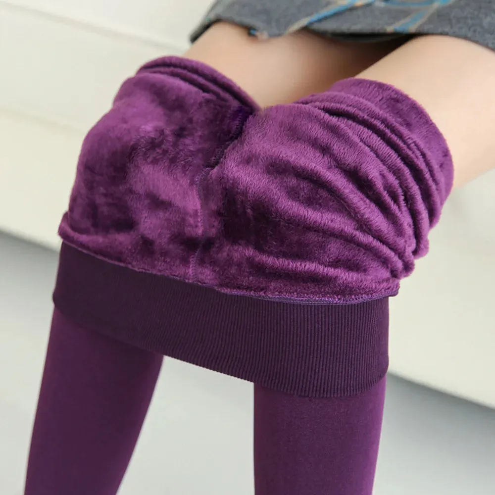 Women Leggings Winter Warm Thicken Velvet Elastic High Waist Leggings Fleece Casual Solid Tights Skinny Sexy Body Socks Leggins