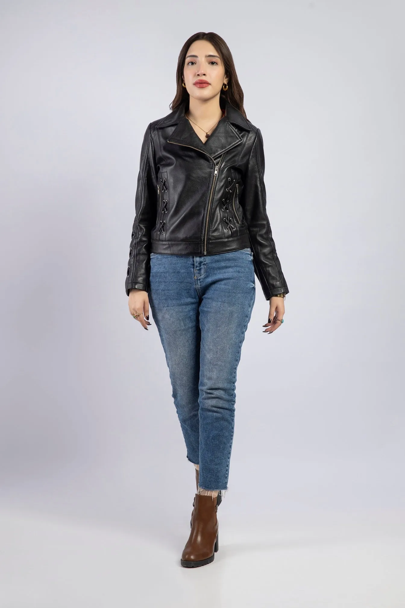 Women Lucinda Genuine Lambskin Leather Jacket