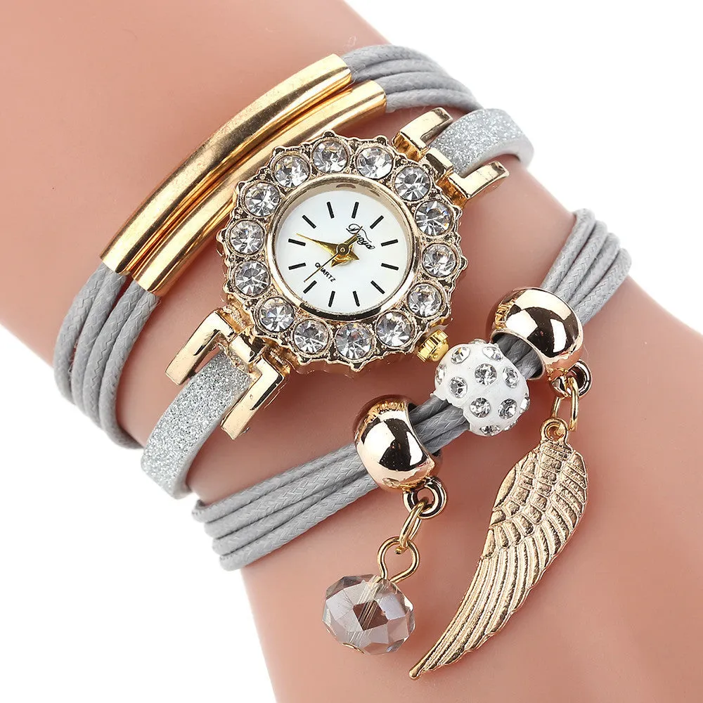 Women Luxury Bracelet Flower Gemstone Wristwatch