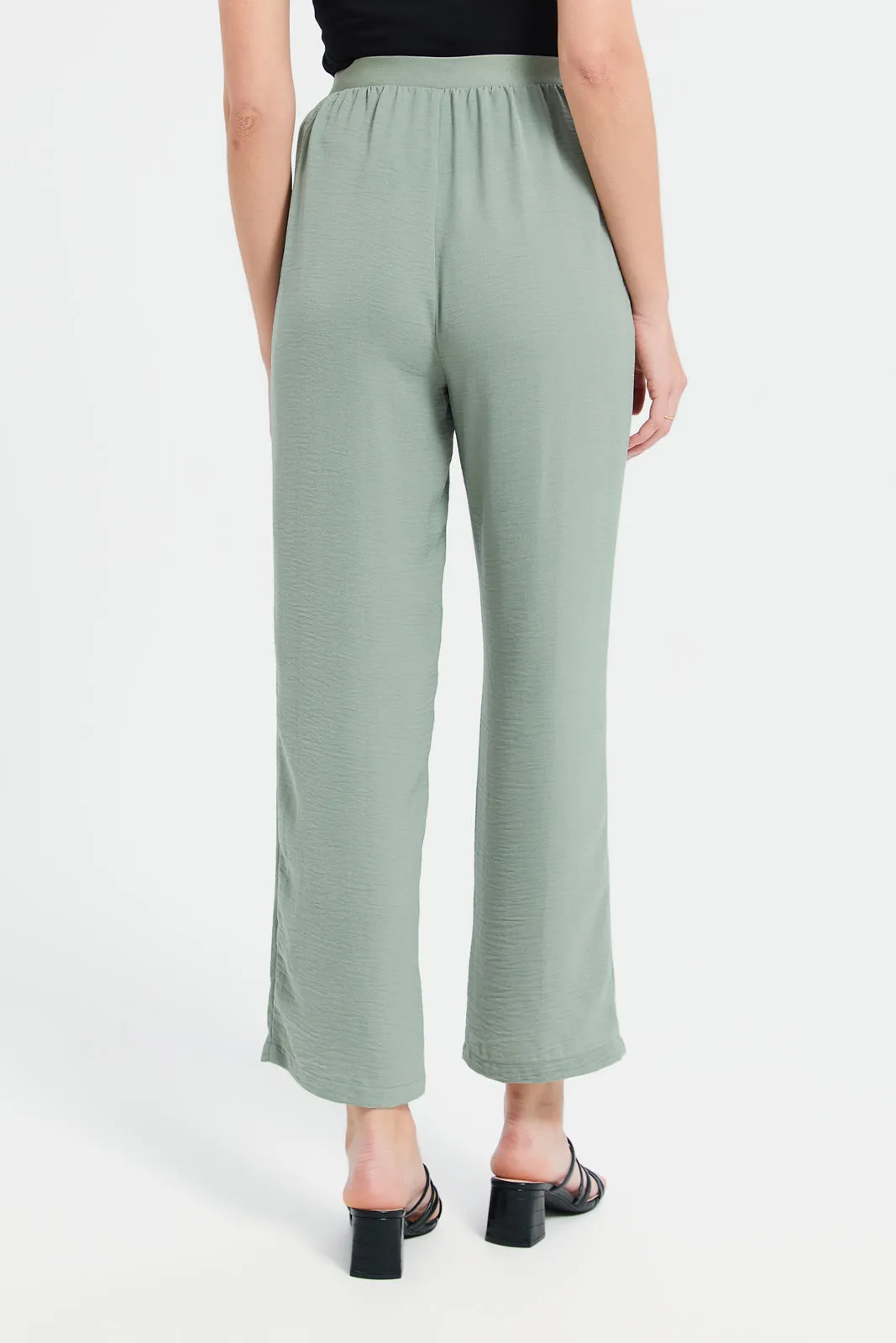 Women Mint Wide Leg Trousers