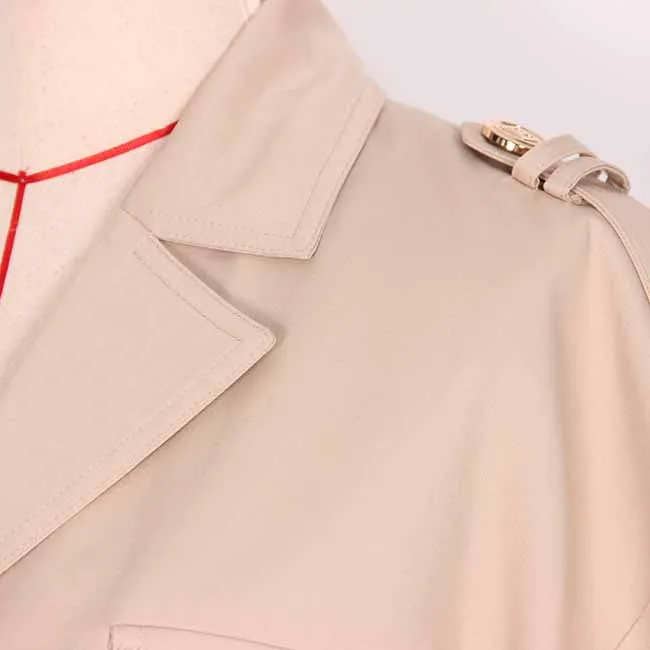 Women over-sized cotton-blend trench-coats belted twill wind coat