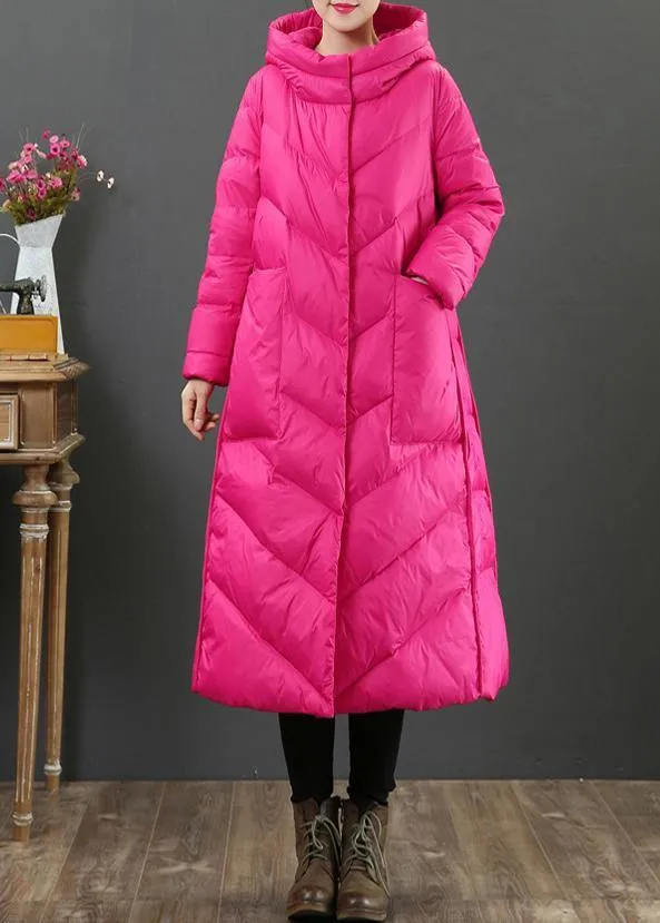 women oversize trench coat winter coat rose hooded pockets Woolen Coat