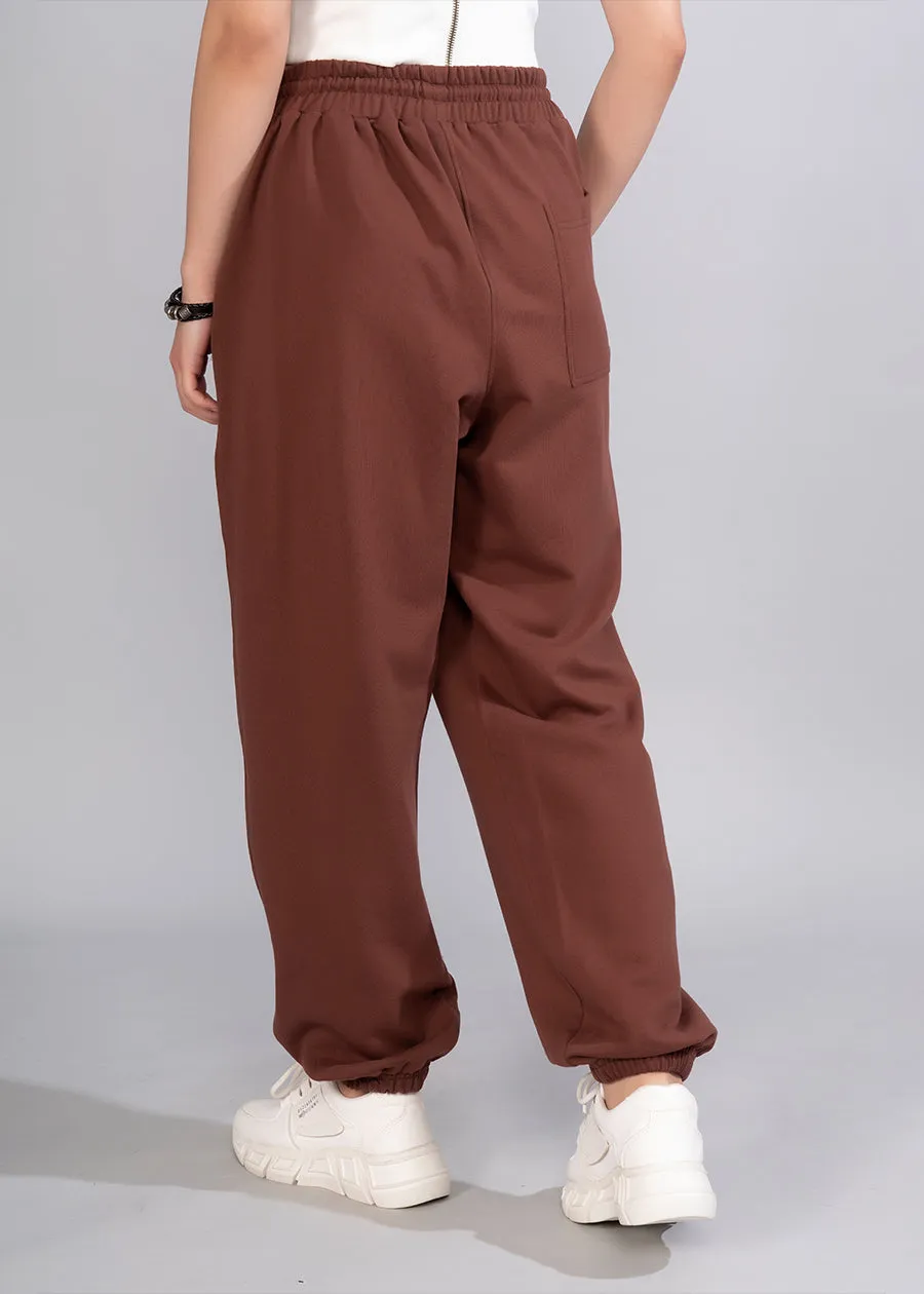 Women Premium Terry Loose Fit Joggers - Cocoa