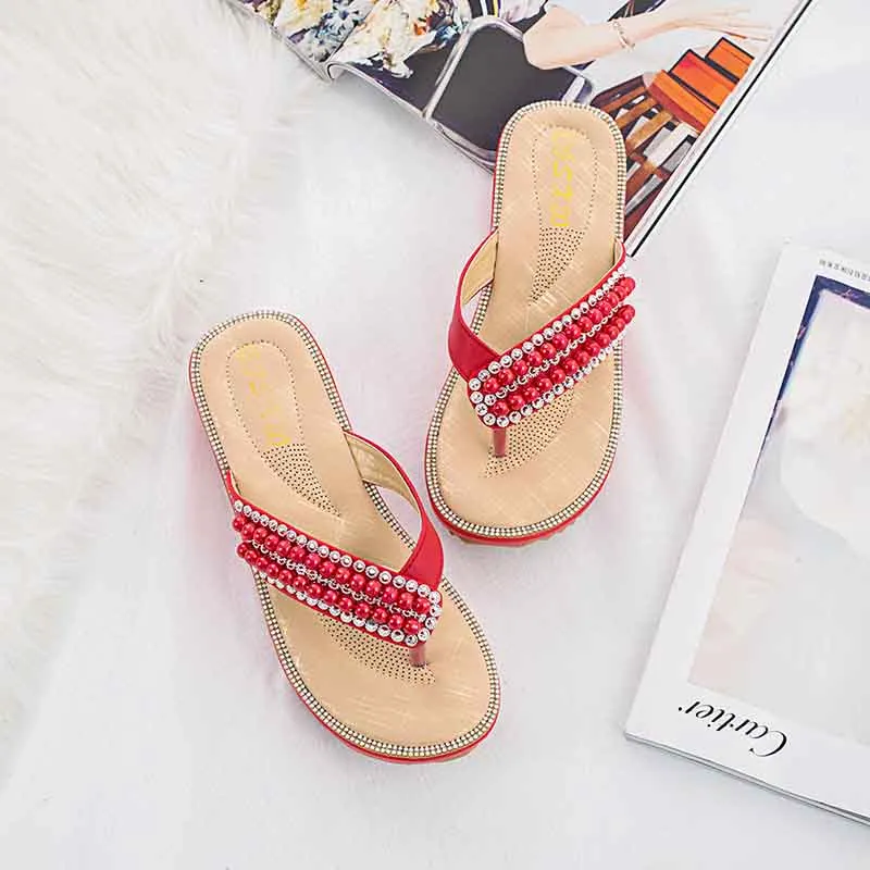 Women Sandals Casual Flat T-Strap Comfortable Flip Flops Beach Shoes