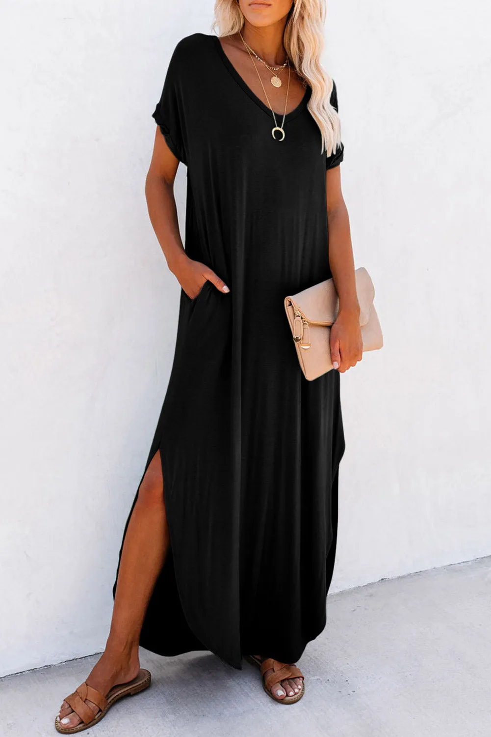 Women Splits Maxi T-shirt Dress