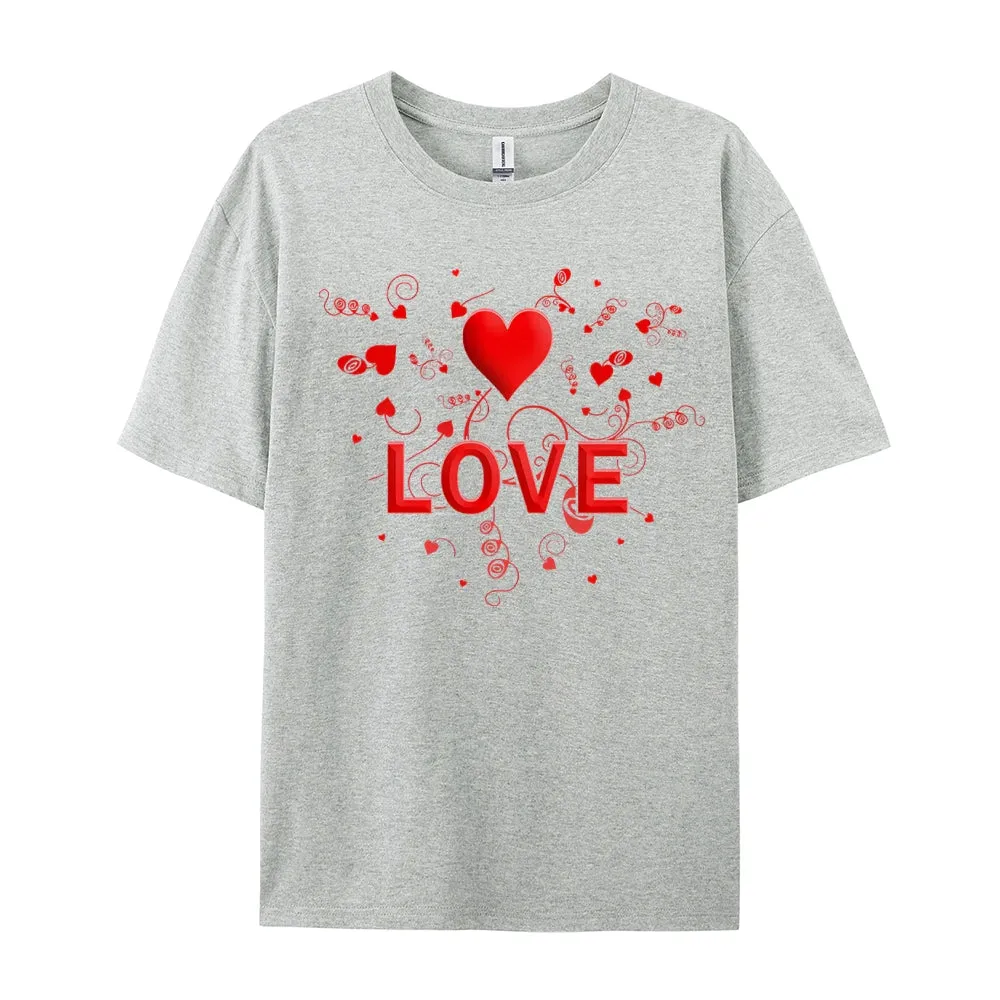 Women Valentine's Day Love Heart Print Graphic T-shirt