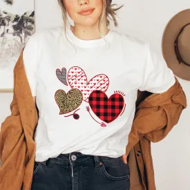 Women Valentine's Day Love Leopard Heart Print Graphic T-shirt