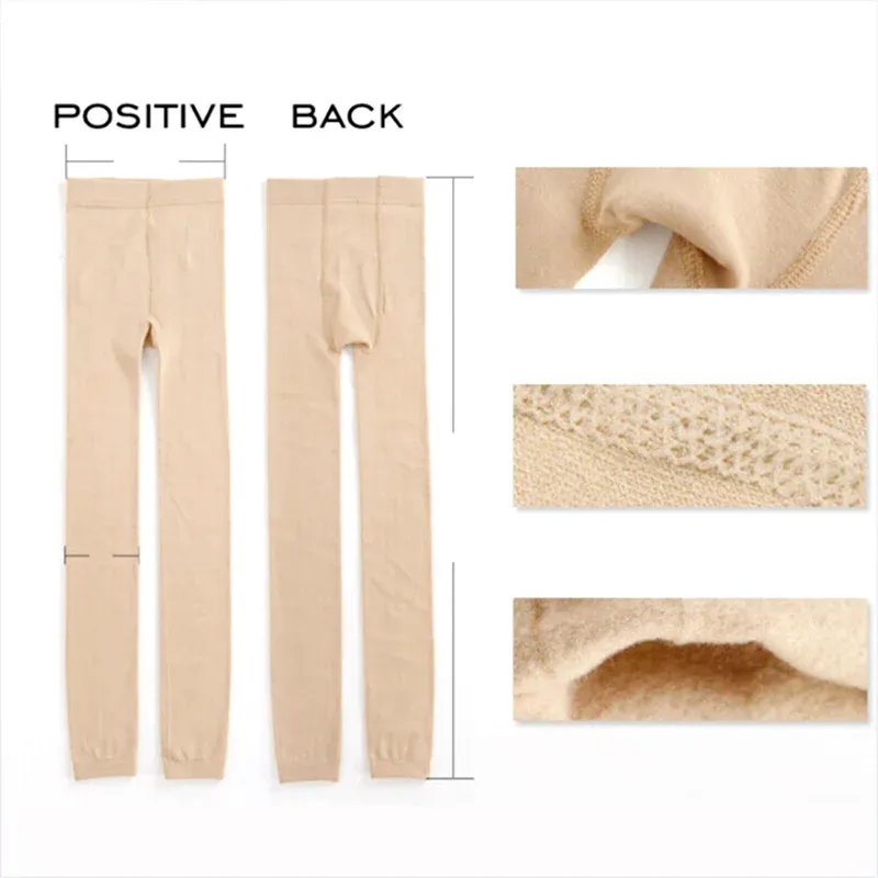 Women Winter Warm Leggings Ladies Fleece Lined Thick Thermal Full Foot Tights Pants 3 Styles High Waist Elastic Wool Leggings