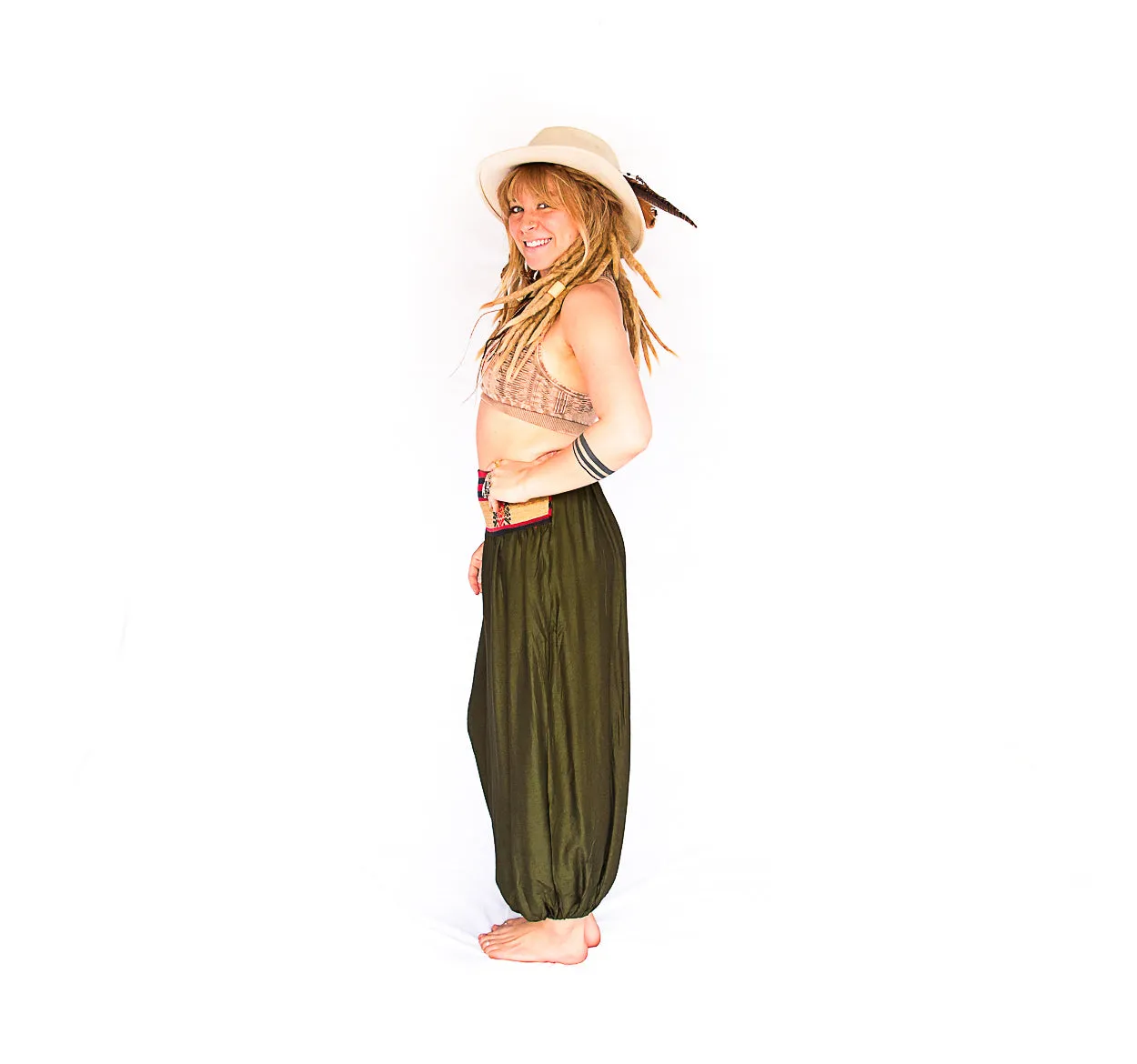 Women's Aladdin Pants in Forest Green