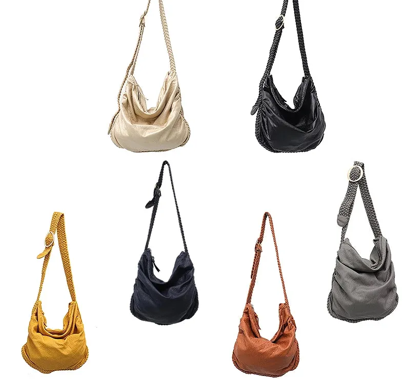 Women's Big Casual Hobo Shoulder Bag with Woven Buckle Strap