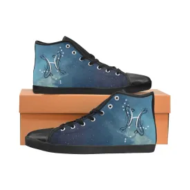 Women's Big Size Pisces Constellation Zodiac Print Canvas High Top Shoes