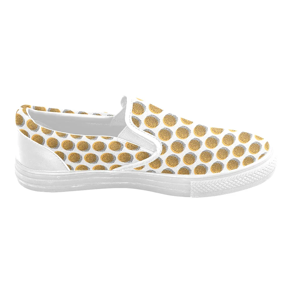 Women's Big Size Sunflower Polka Print Canvas Slip-on Shoes