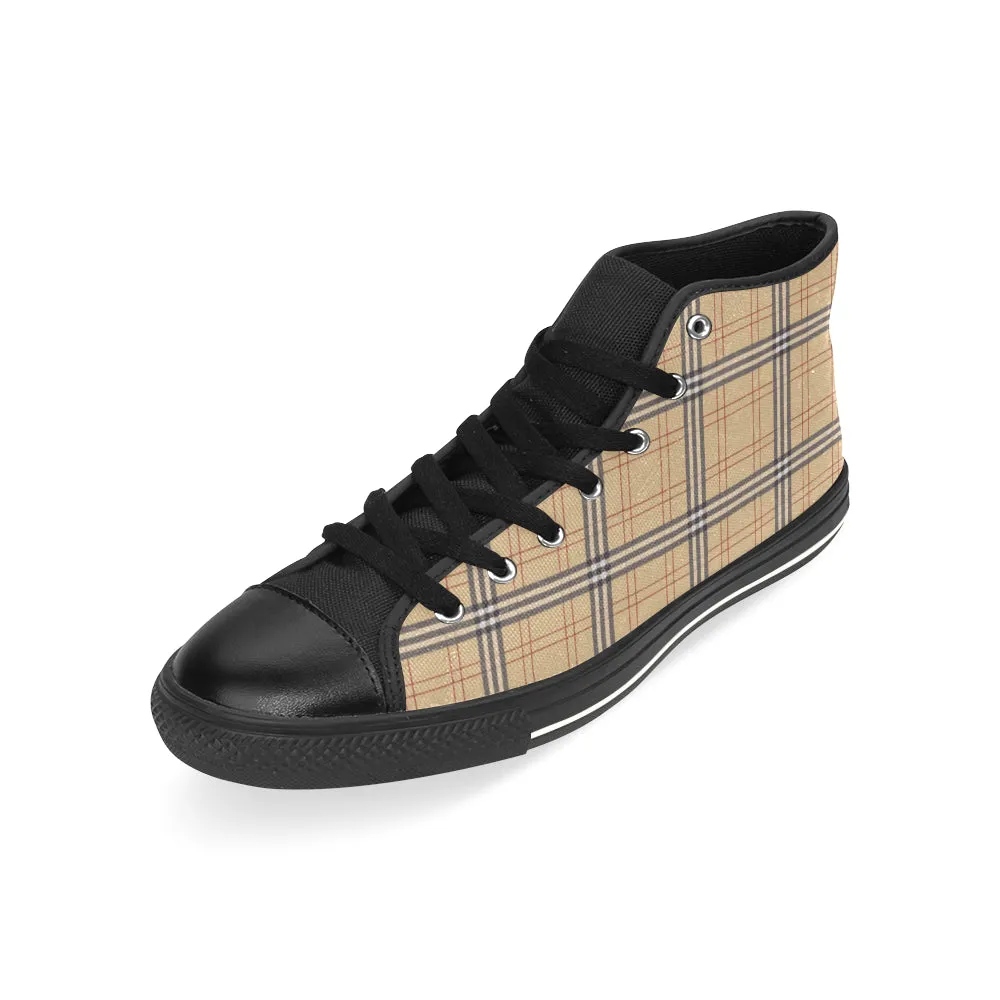 Women's Big Size Vintage Plaids Checkers Print High Top Canvas Shoes