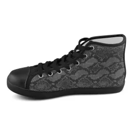 Women's Black Snake Print High Top Canvas Shoes