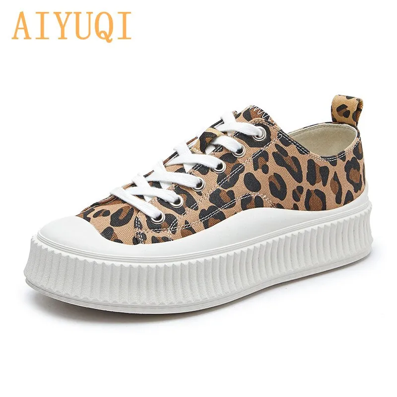 Women's Canvas Shoes  Summer New Biscuit Shoes Women Leopard Print Women's Sneakers Casual Platform Student Shoes Women