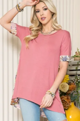 Women's Celeste Full Size Flower Color Block Cross Back T-Shirt