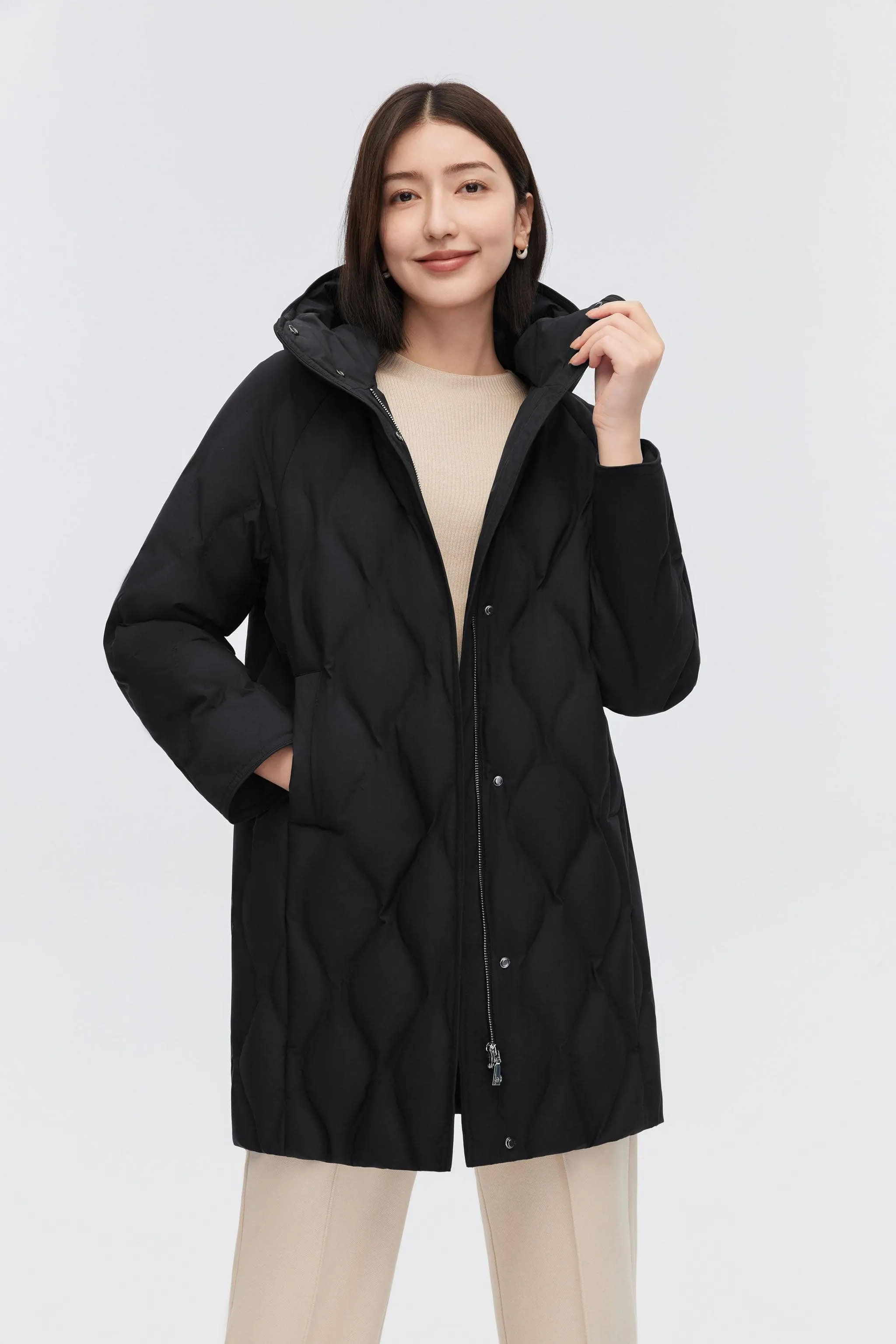 Women's Classic Business Thigh Length Goose Down Coat