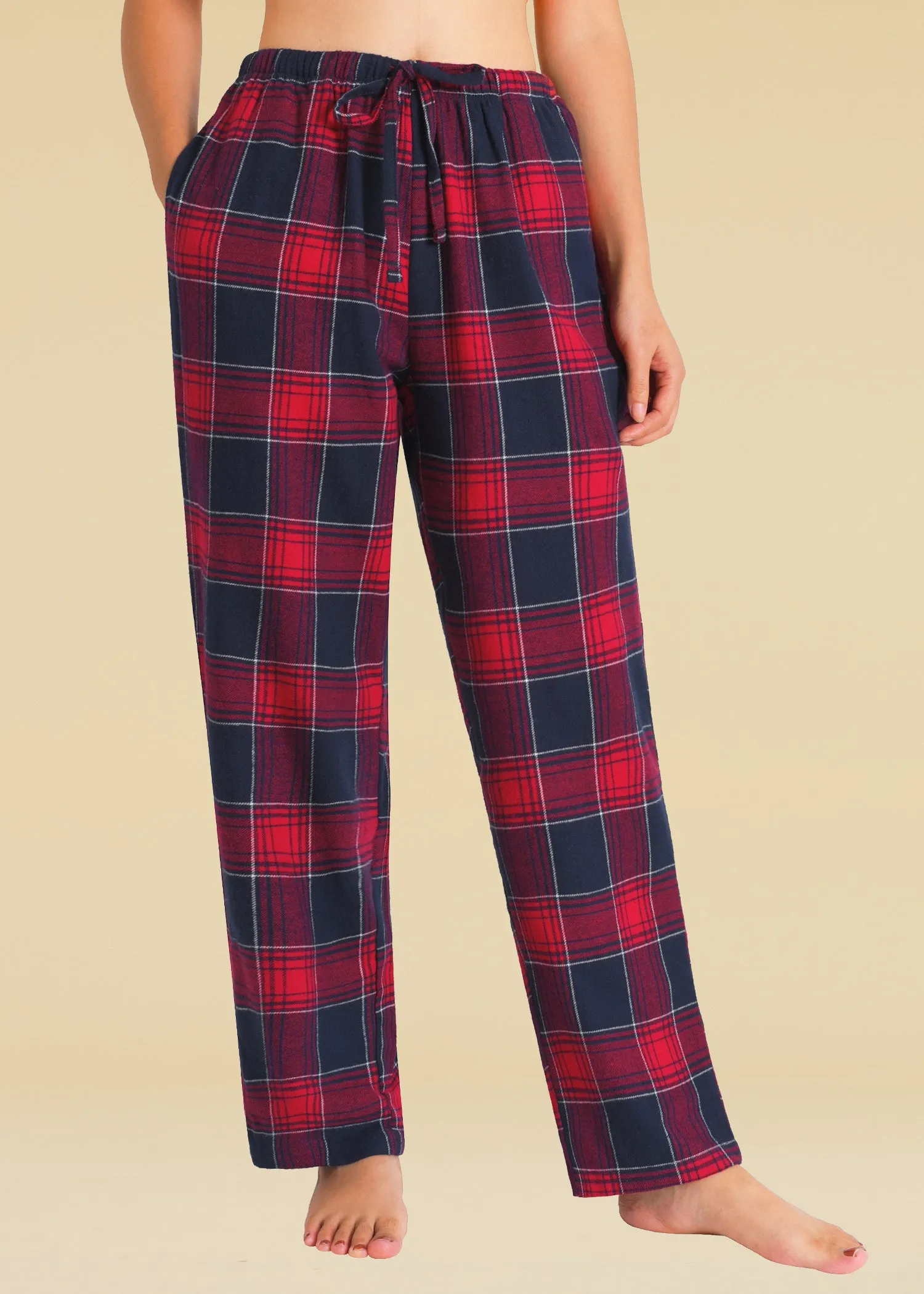 Women's Cotton Flannel Pajama Pants Plaid Pj Bottoms with Pockets