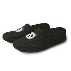 Women's Cozy Wool Slipper Socks Black Panda