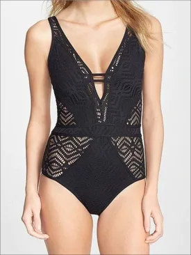 Women's Crochet Hollow Out Backless One Piece Swimsuit