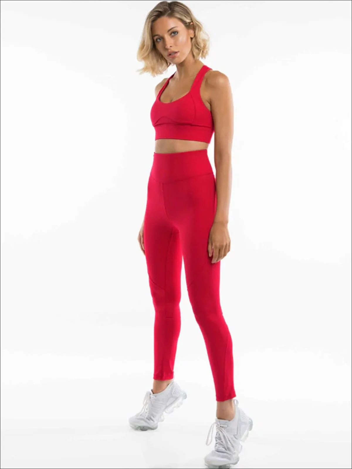 Women's Cut-Out Back Detail Sports Bra And High-Rise Legging Set