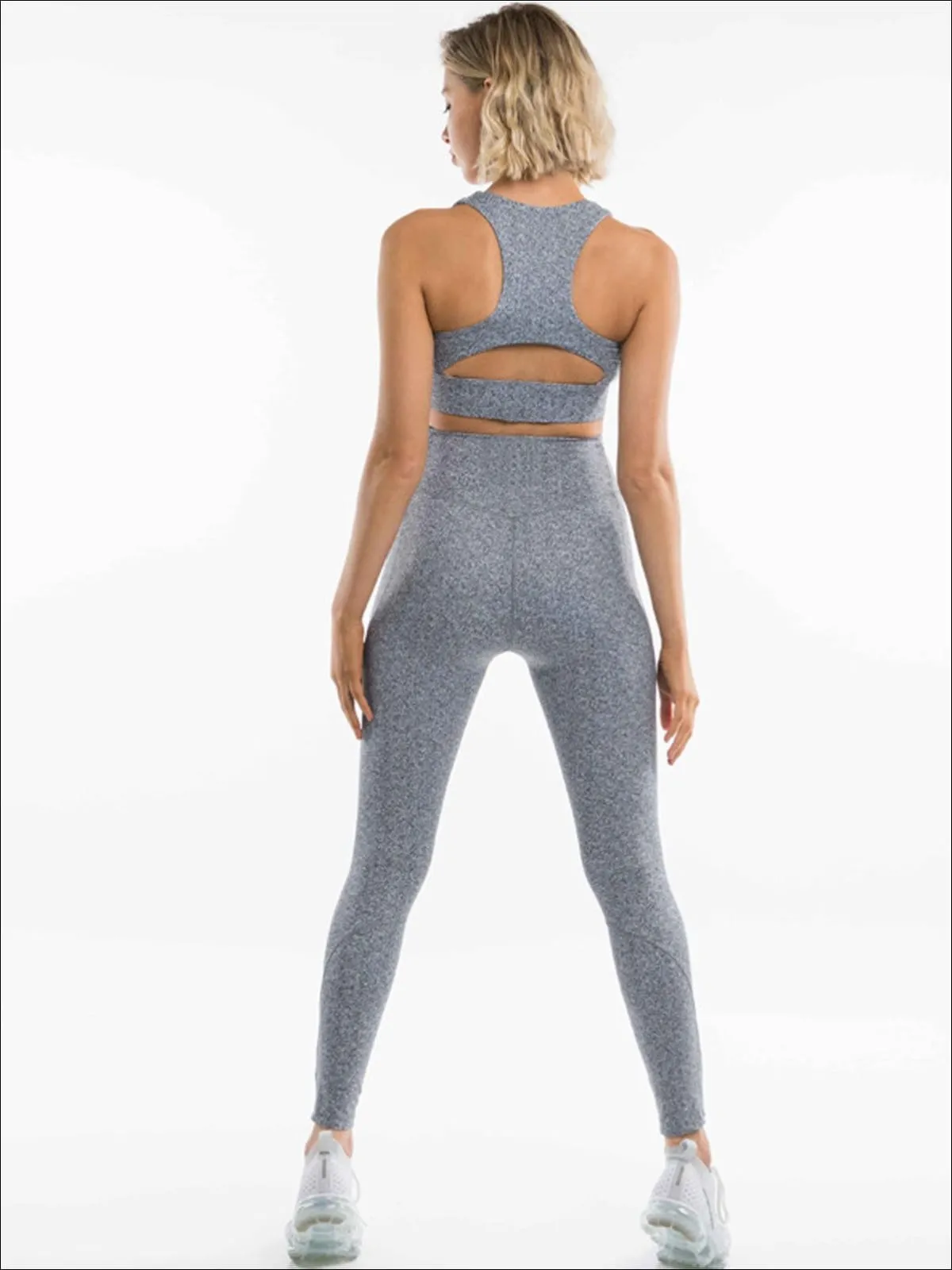 Women's Cut-Out Back Detail Sports Bra And High-Rise Legging Set