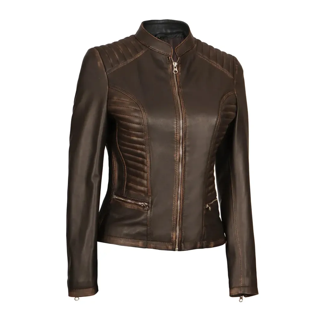 Womens Dark Brown Real Leather Jacket