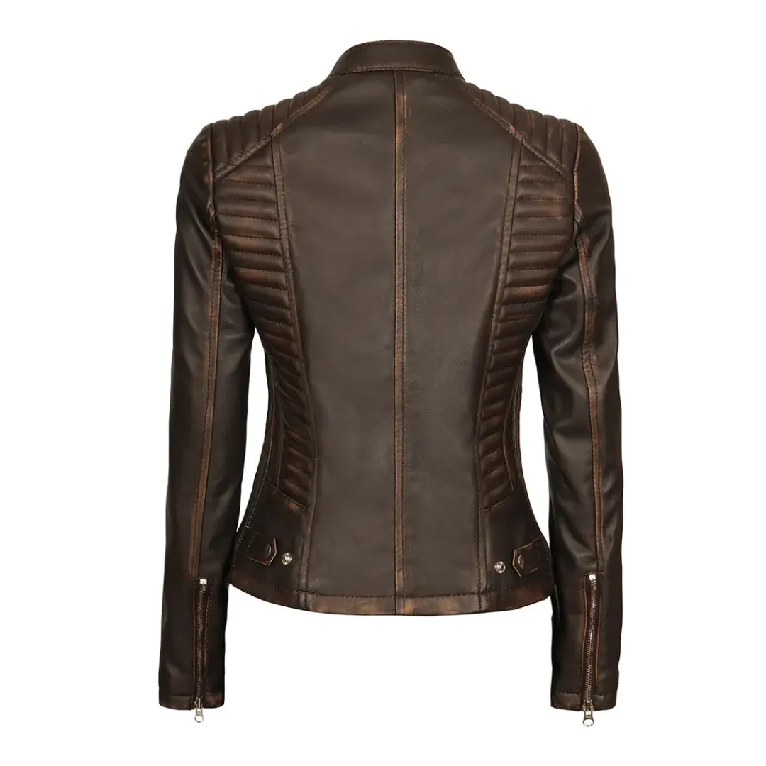 Womens Dark Brown Real Leather Jacket