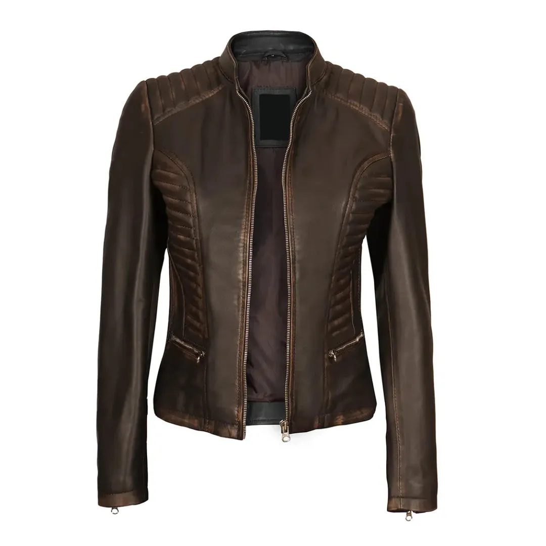 Womens Dark Brown Real Leather Jacket