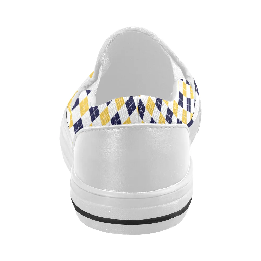 Women's Diagonal Checks Print Slip-on Canvas Shoes