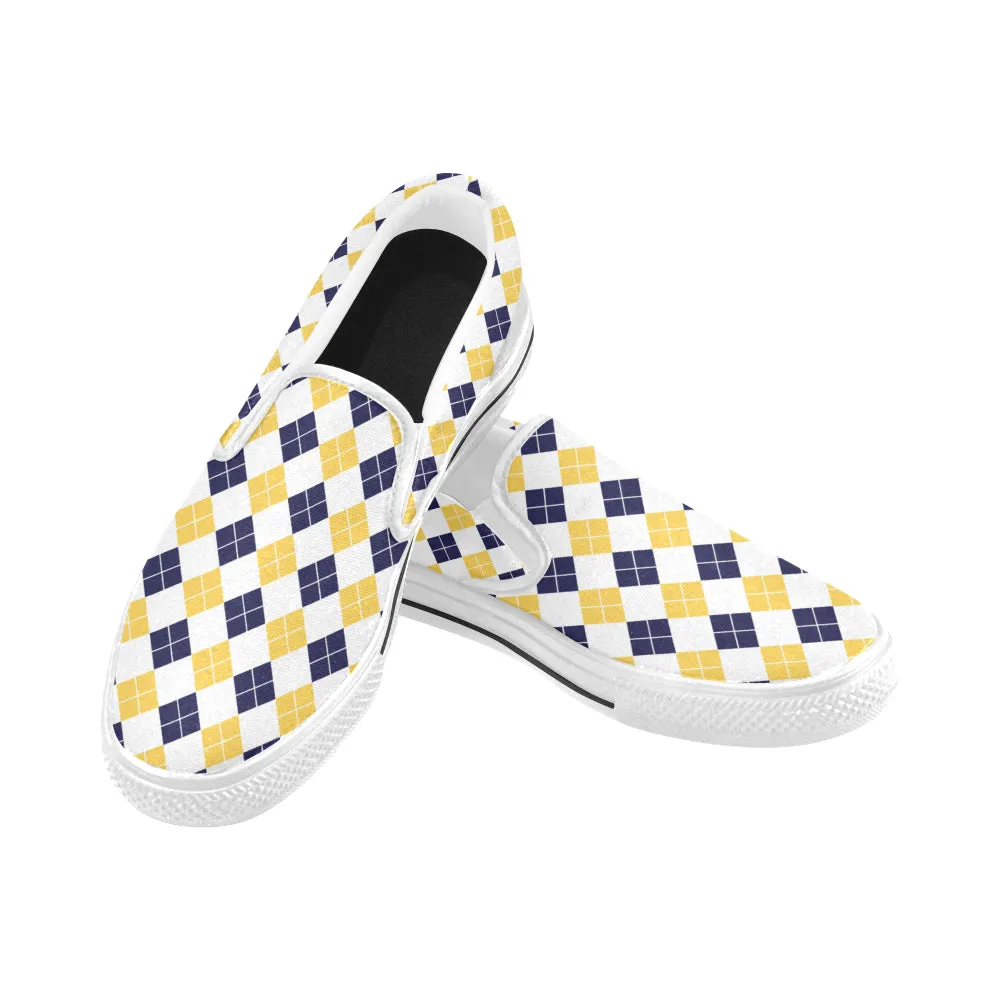 Women's Diagonal Checks Print Slip-on Canvas Shoes