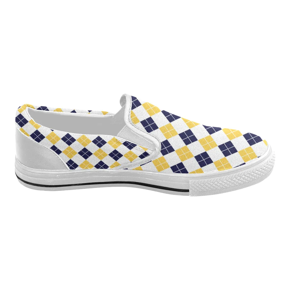 Women's Diagonal Checks Print Slip-on Canvas Shoes