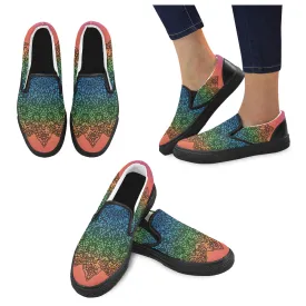 Women's Doodled Mandala Print Canvas Slip-on Shoes