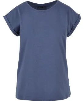 Womens extended shoulder tee | Vintage Blue