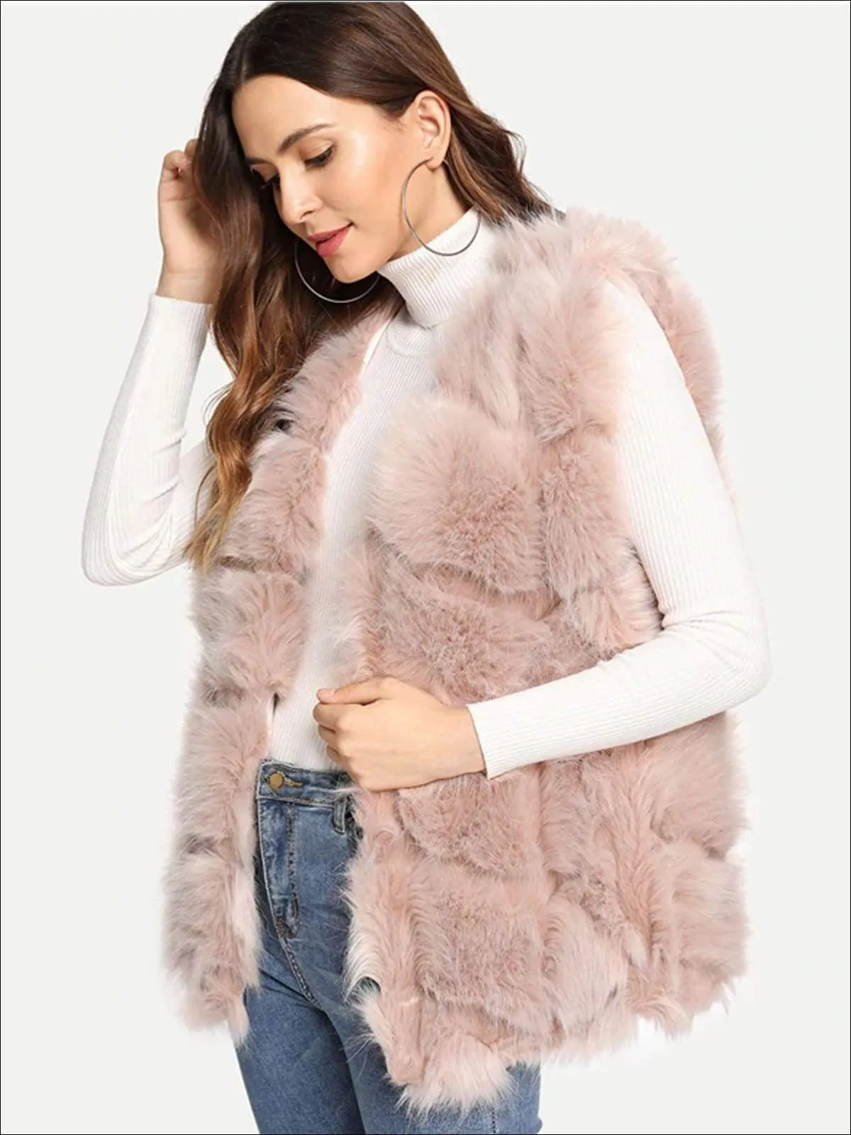 Women's Fashion Open Front Deluxe Faux Fur Vest