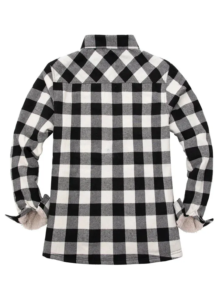 Women's Flannel Shirt Jacket,Sherpa-Lined Plaid