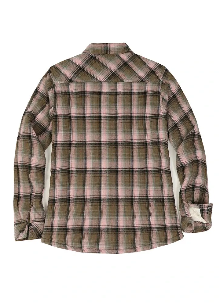 Women's Flannel Shirt Jacket,Sherpa-Lined Plaid