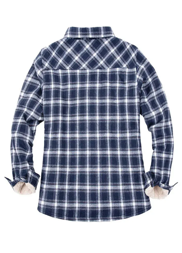 Women's Flannel Shirt Jacket,Sherpa-Lined Plaid