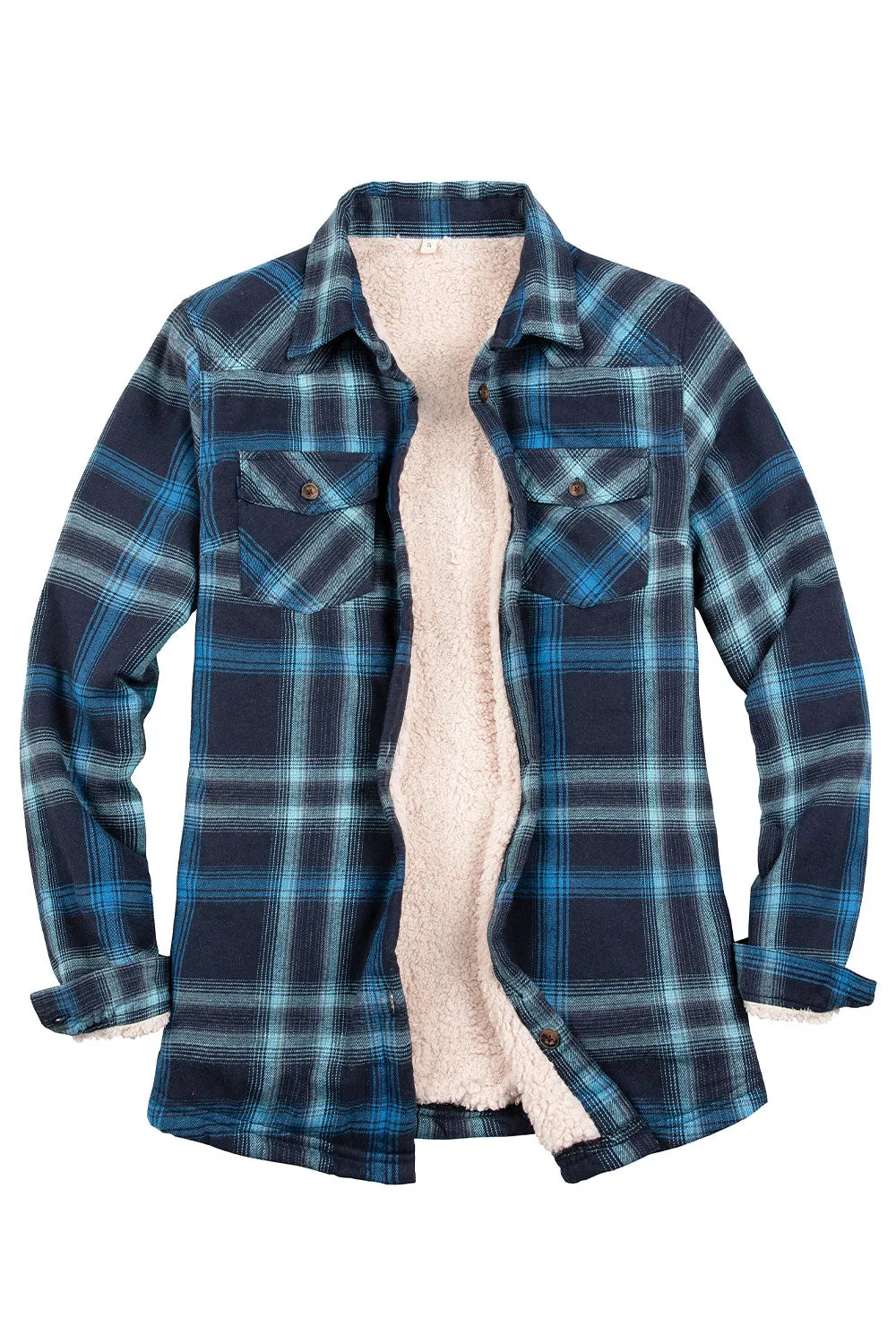 Women's Flannel Shirt Jacket,Sherpa-Lined Plaid