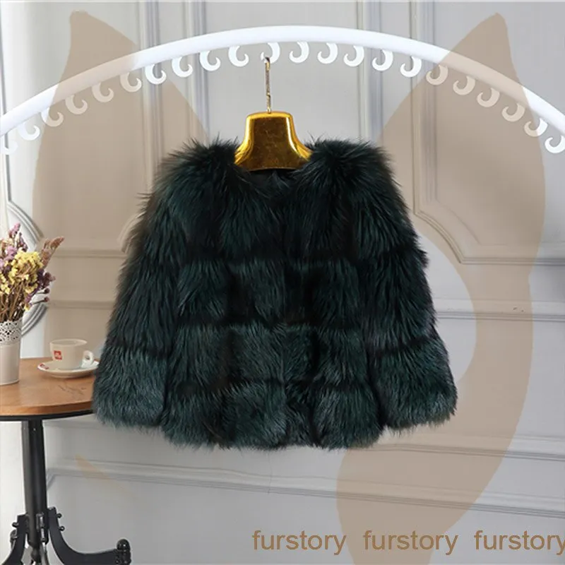 Women's Genuine Short Fox Fur Coat Women Warm Winter jacket Women 161105