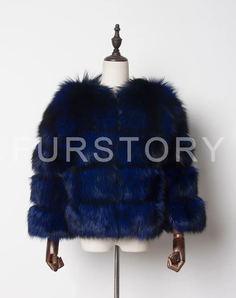 Women's Genuine Short Fox Fur Coat Women Warm Winter jacket Women 161105