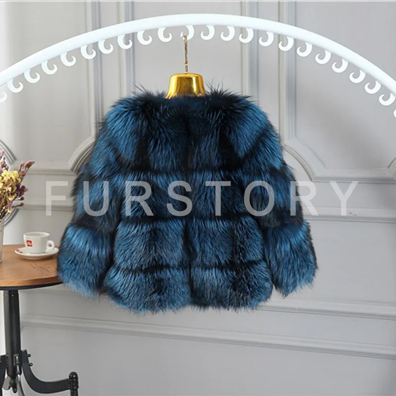 Women's Genuine Short Fox Fur Coat Women Warm Winter jacket Women 161105