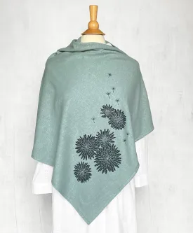 Women's Hemp / Organic Cotton Lightweight Poncho with Dandelion - Teal