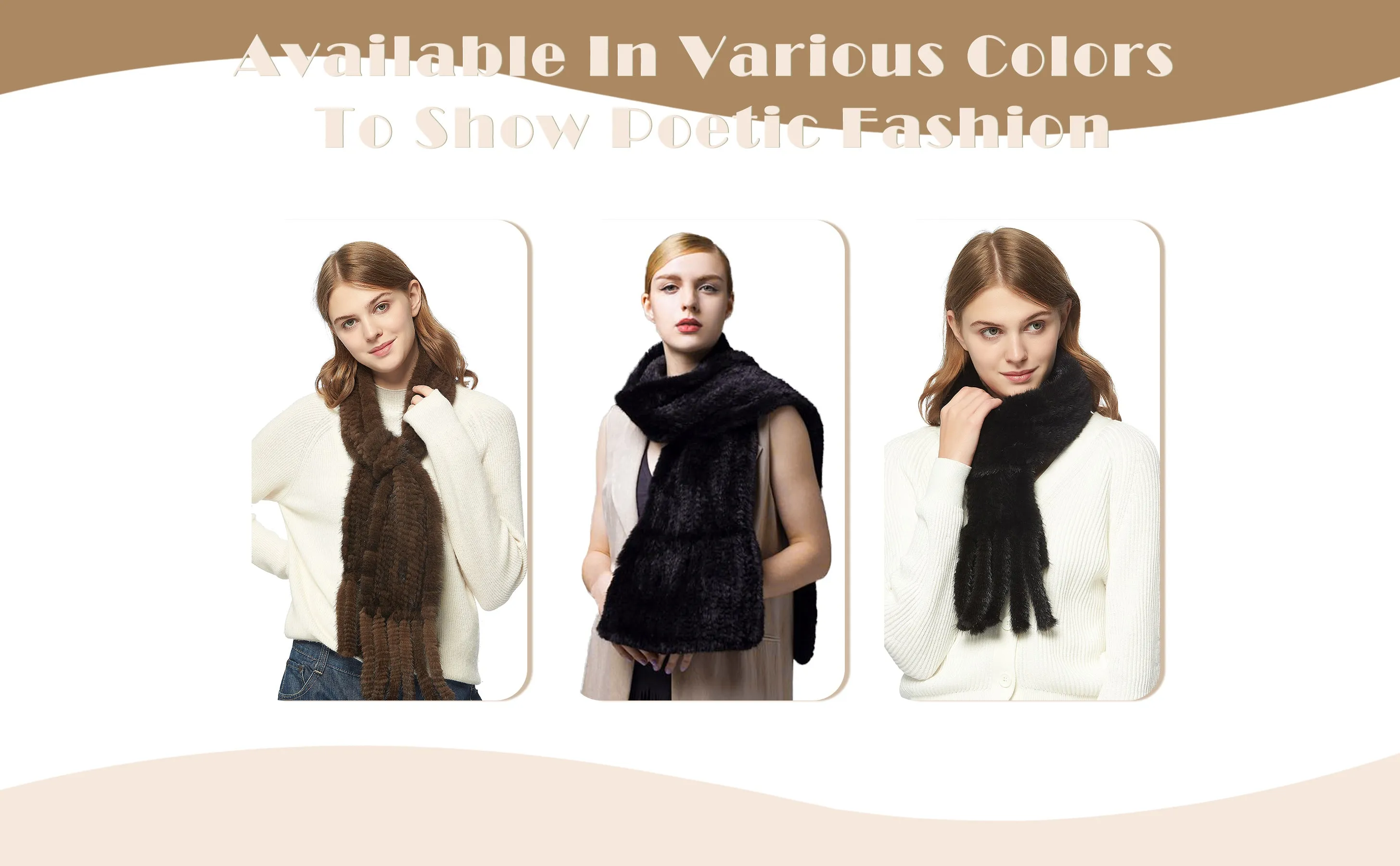 Women's Knitted Mink Fur Scarf For Winter Warm Shawl Scarves Fur Story FS050303