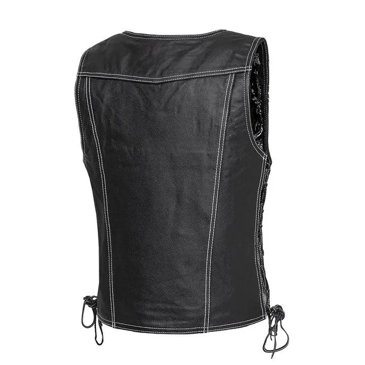 Women's Leather Motorcycle Vest | Cindy by First MFG